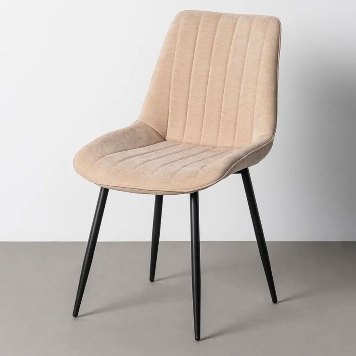 Chaise tissu beige et métal noir 50x60x85cm beige, WADIGA