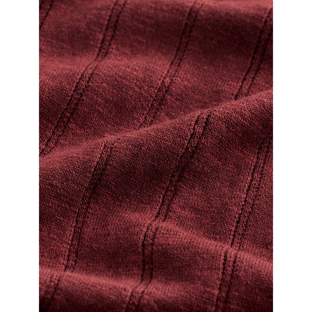 Pull ras du cou standard en lin majoritaire rouge, NEXT