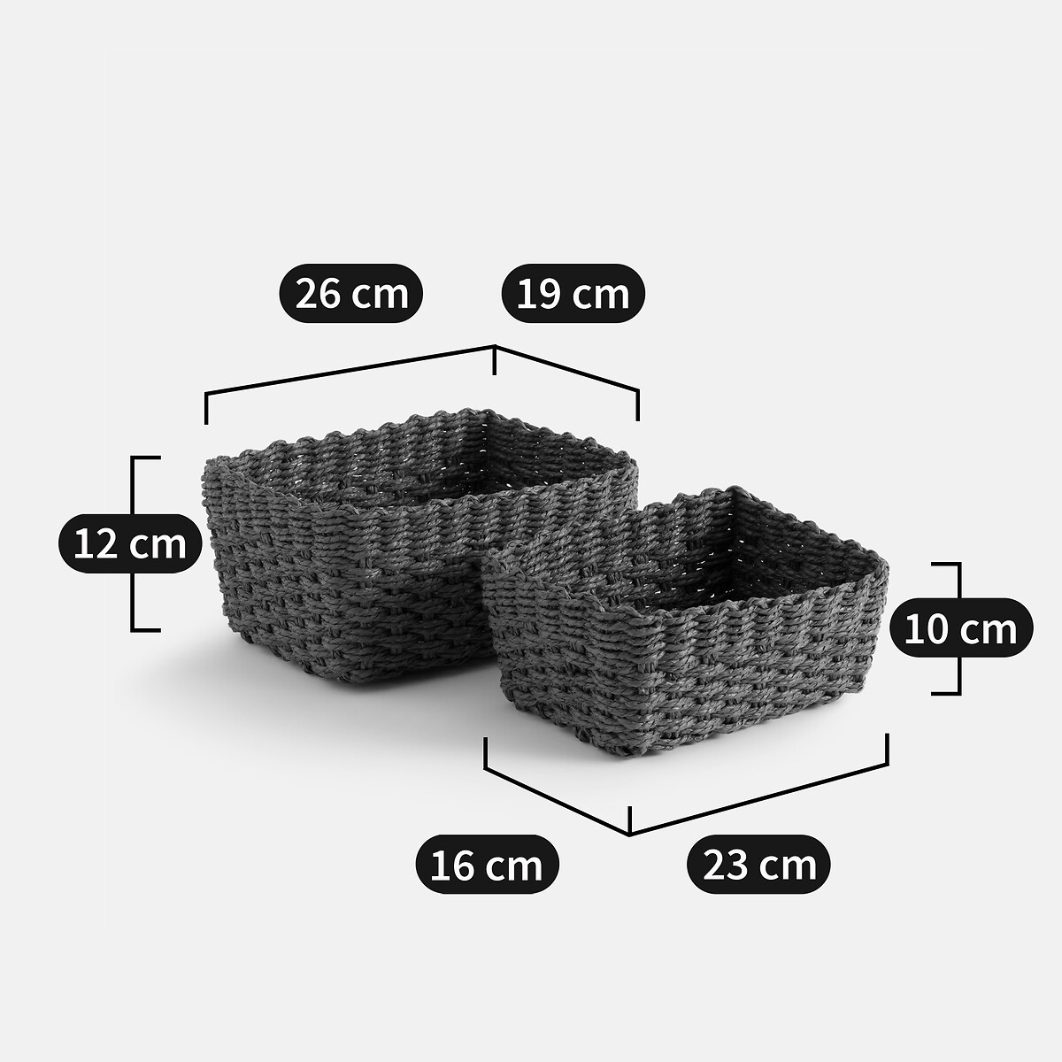 Set of 2 Alano Paper Rope Baskets chocolate brown, LA REDOUTE INTERIEURS