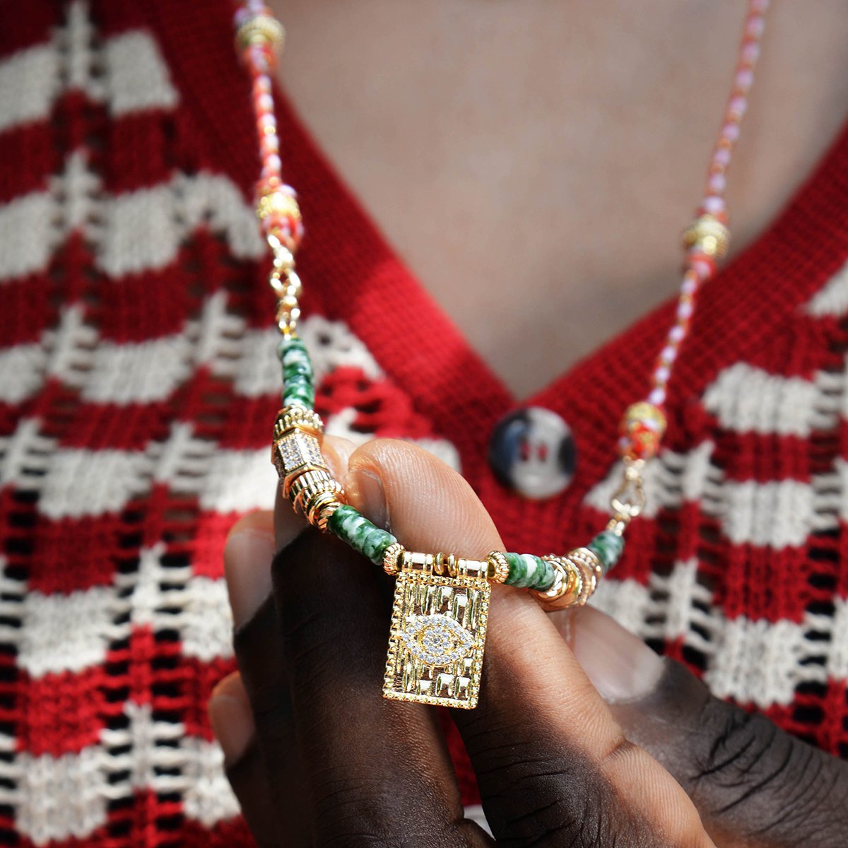 Collier sautoir CHAMANE vert, HIPANEMA