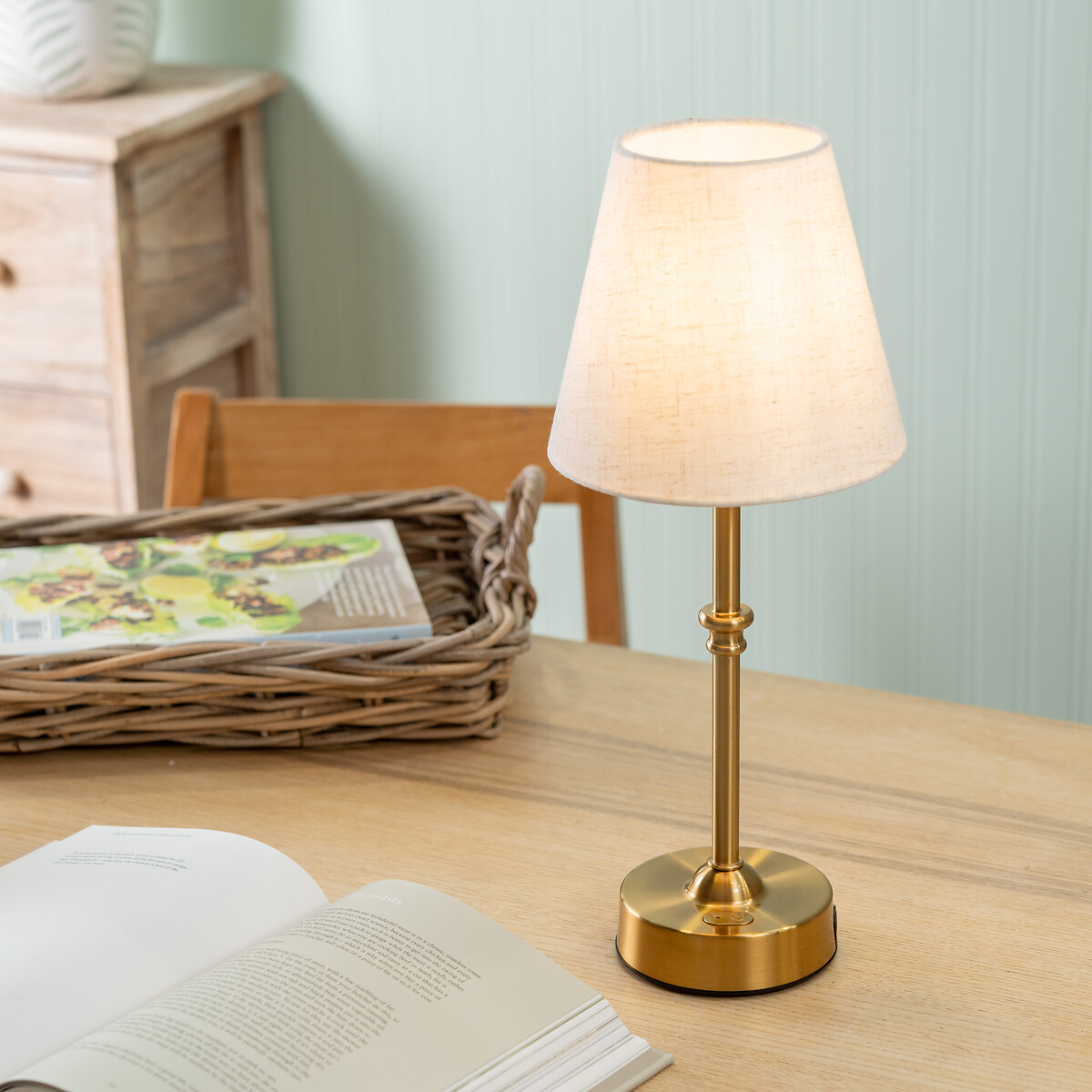 Lillian Rechargeable LED Portable Table Lamp in Antique Brass gold-coloured, SO'HOME