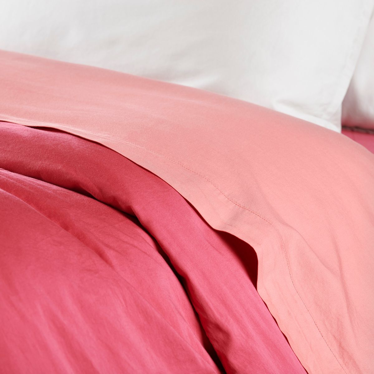 Housse De Couette Satin Lavé - SATIN LAVE framboise, TRADITION DES VOSGES
