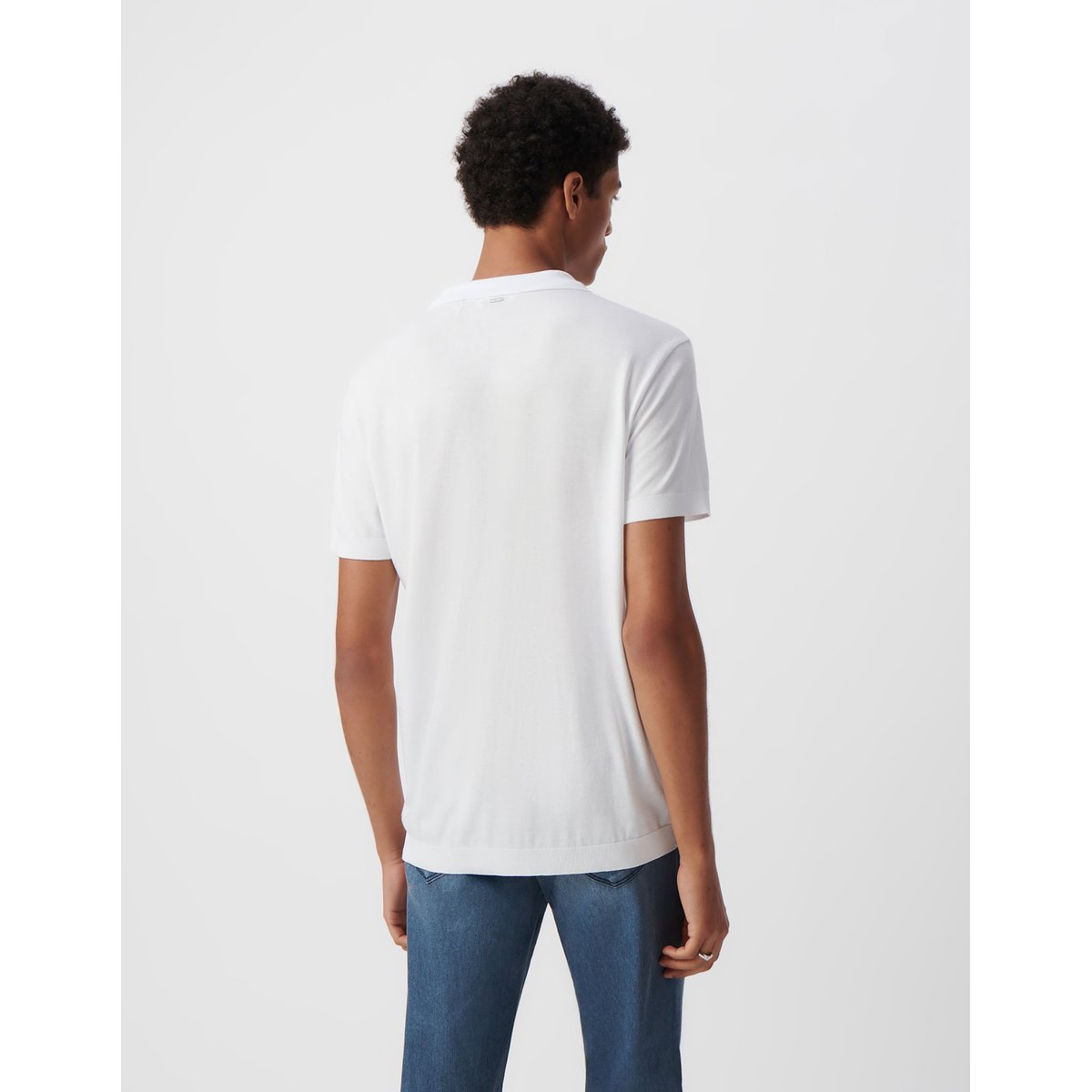 Polo en coton modal blanc, IKKS