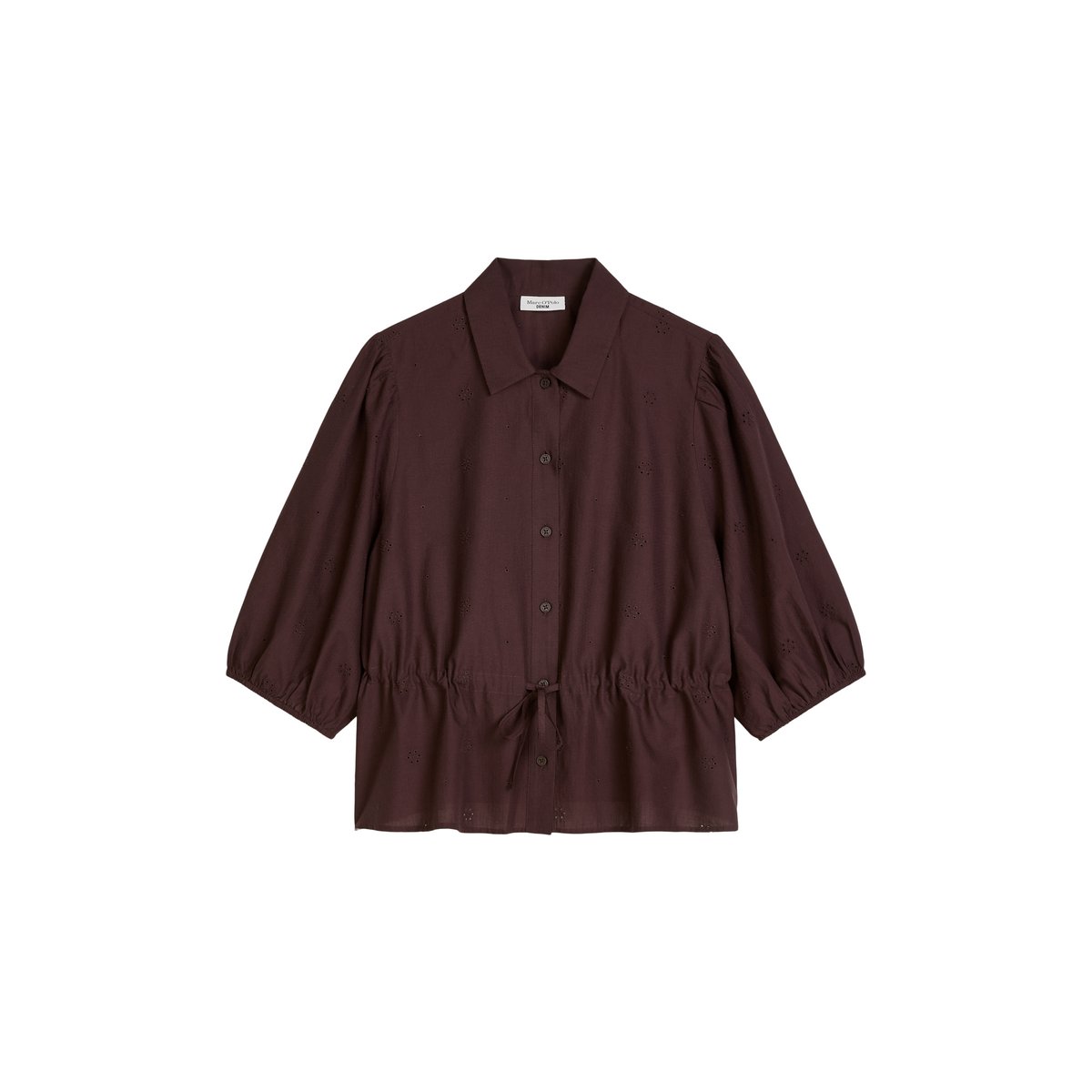 Blouse anglaise Broderie régulière en pur coton bio rouge foncé, MARC O’POLO DENIM