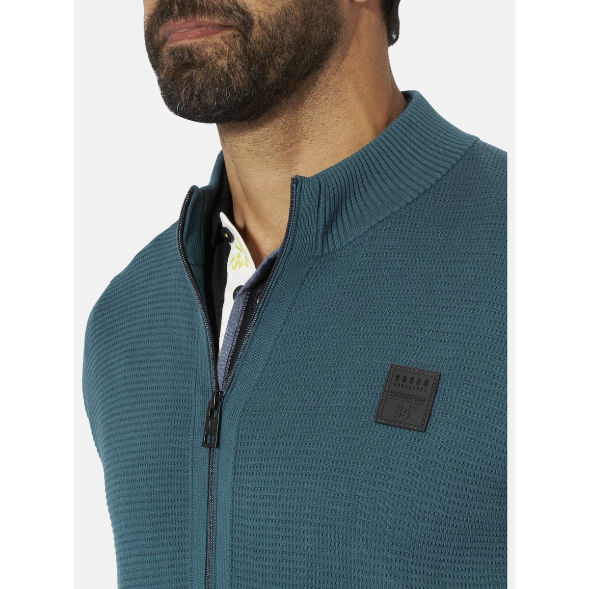 Gilet en maille INGAR petrole, JAN VANDERSTORM