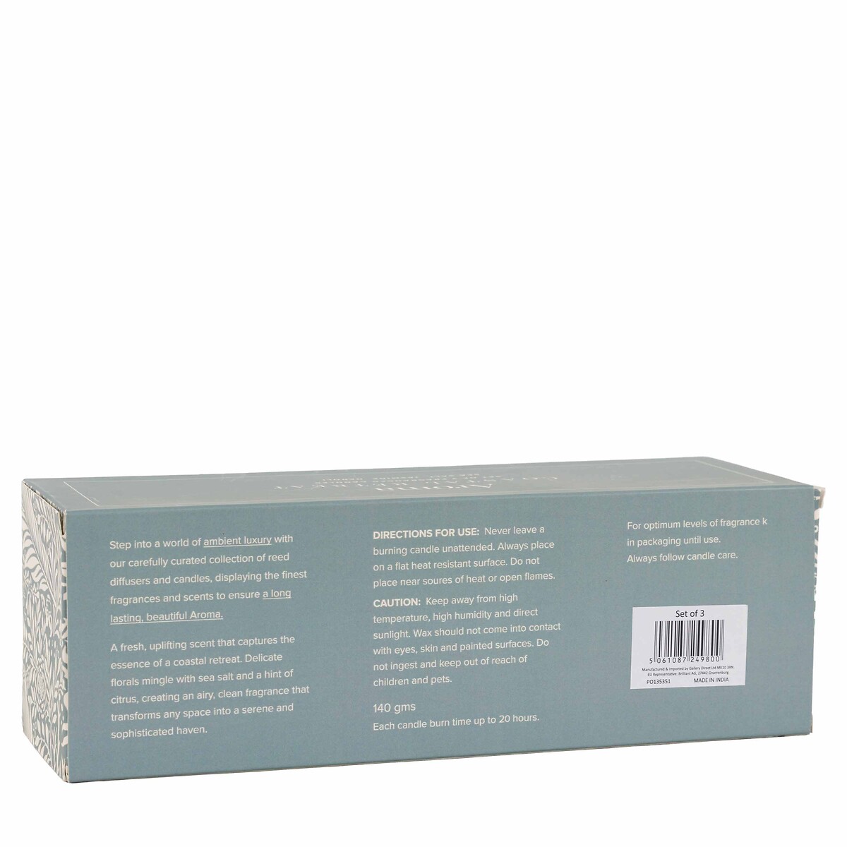 Set of 3 Coastal Retreat Candles in Jasmine / Sea Salt / Neroli Fragrance blue, ÉDITÉ