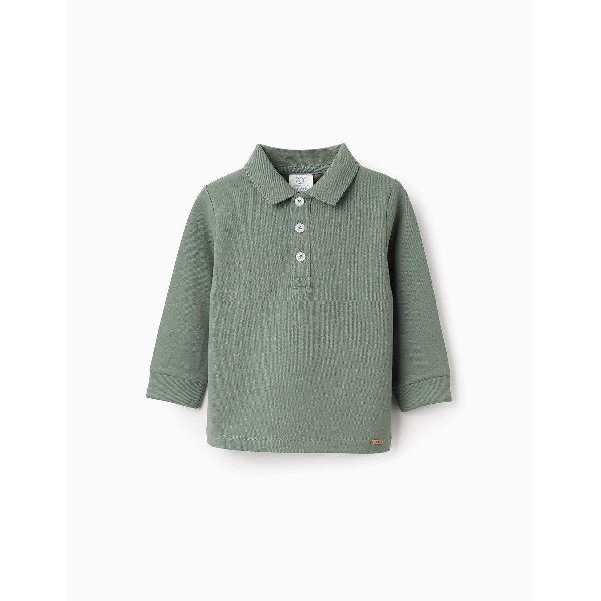 Polo à Manches Longues en Coton vert foncé, ZIPPY