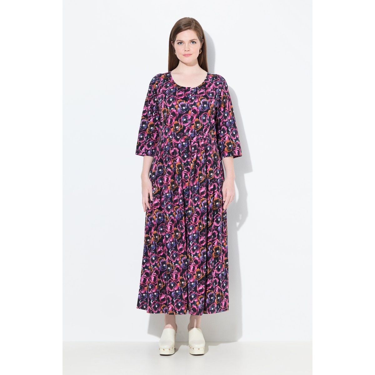 Robe maxi en jersey avec poches violet foncé, ULLA POPKEN