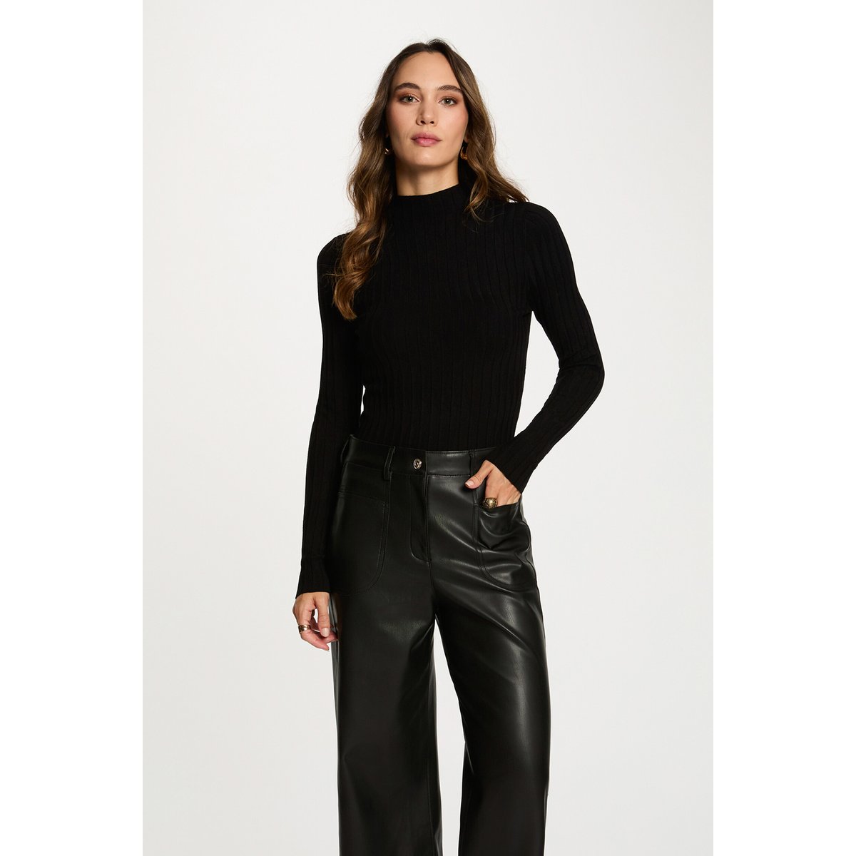 Pull col montant noir, MORGAN