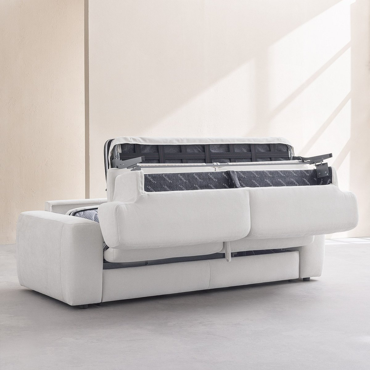 Canapé convertible - Matelas 16 cm - Tissu Atrani FARO crème, HABITAT