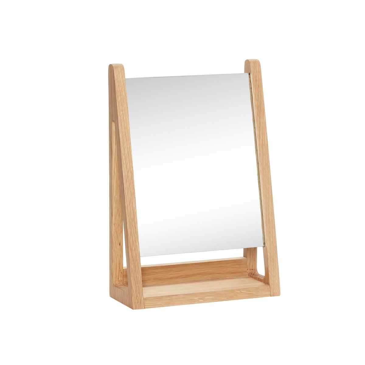 Miroir de table en verre miroir et bois de chêne POINT naturel, HUBSCH