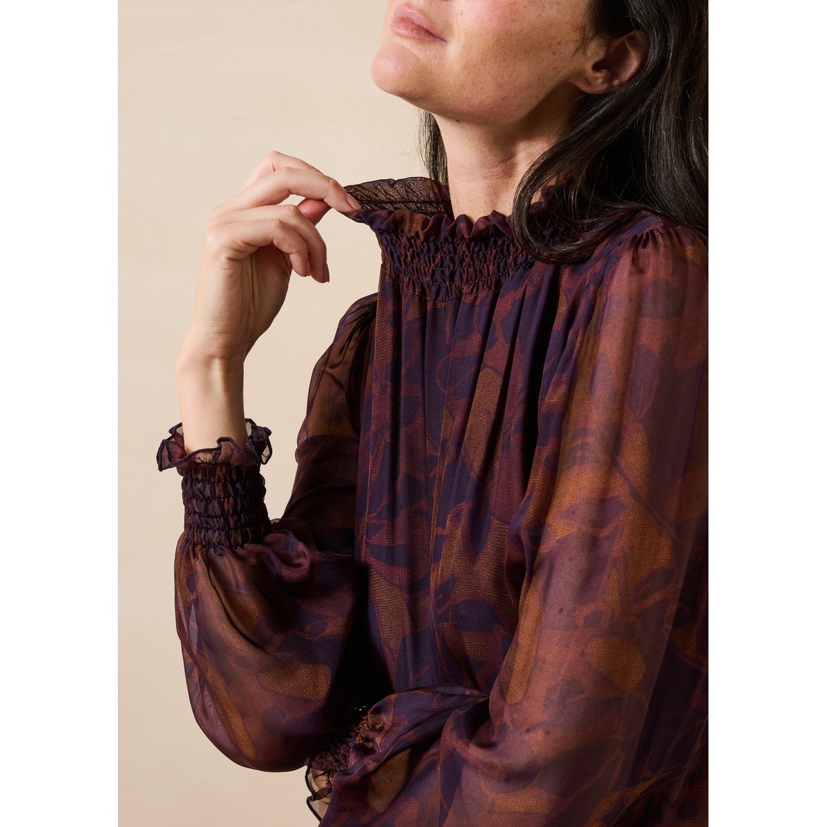 Robe courte manches longues col montant viola/tandoori, LA FEE MARABOUTEE