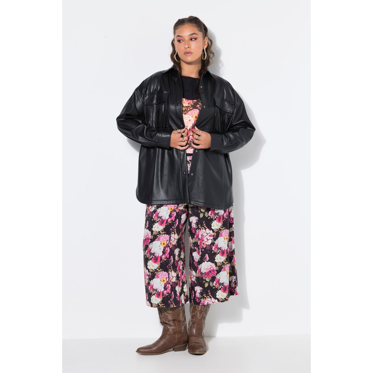 Chemise oversized en similicuir avec poches noir, STUDIO UNTOLD