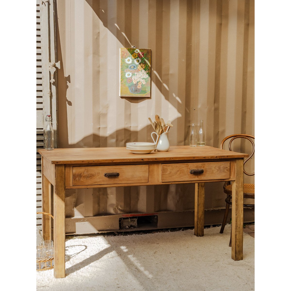 Table à manger en bois Romy N°1439 - Bon état bois clair, DEBONGOUT