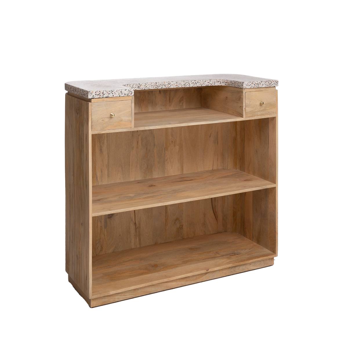 Meuble bar en bois de manguier et terrazzo LOU bois clair, MADE IN MEUBLES
