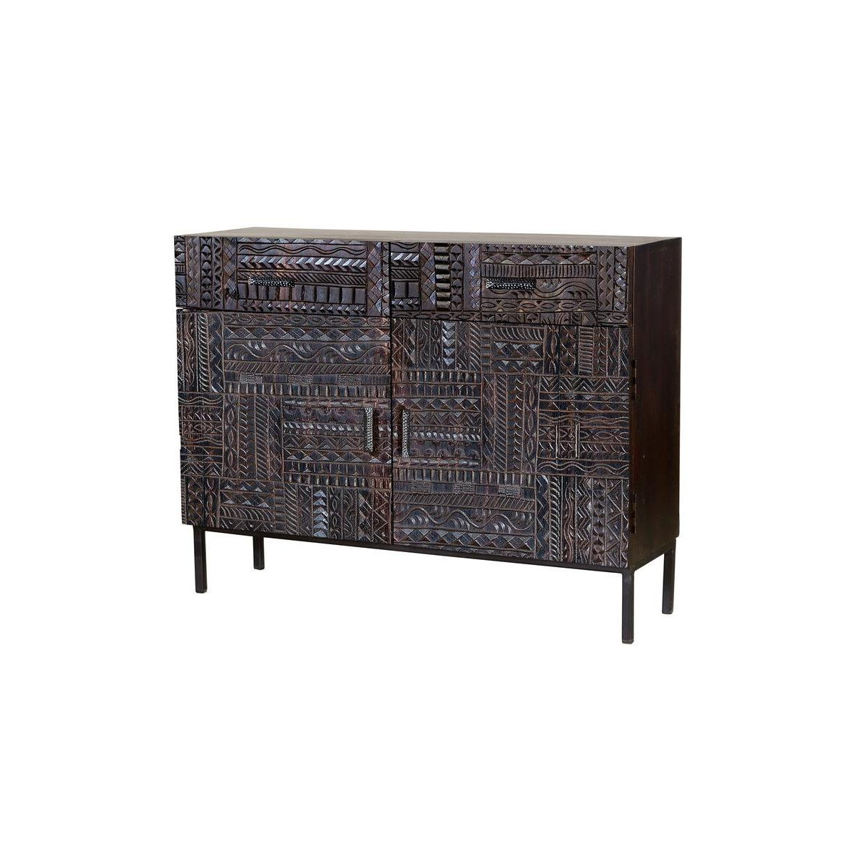 Buffet 2 tiroirs - UDÉLIE marron, DECORATION D’AUTREFOIS