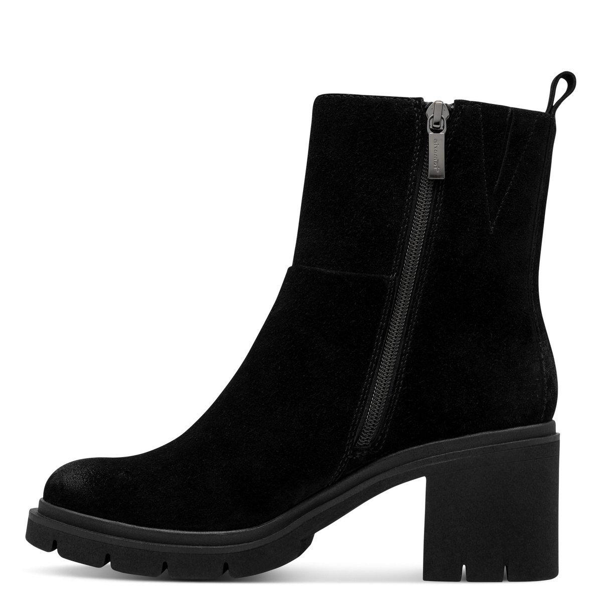 Bottine en cuir noir, TAMARIS