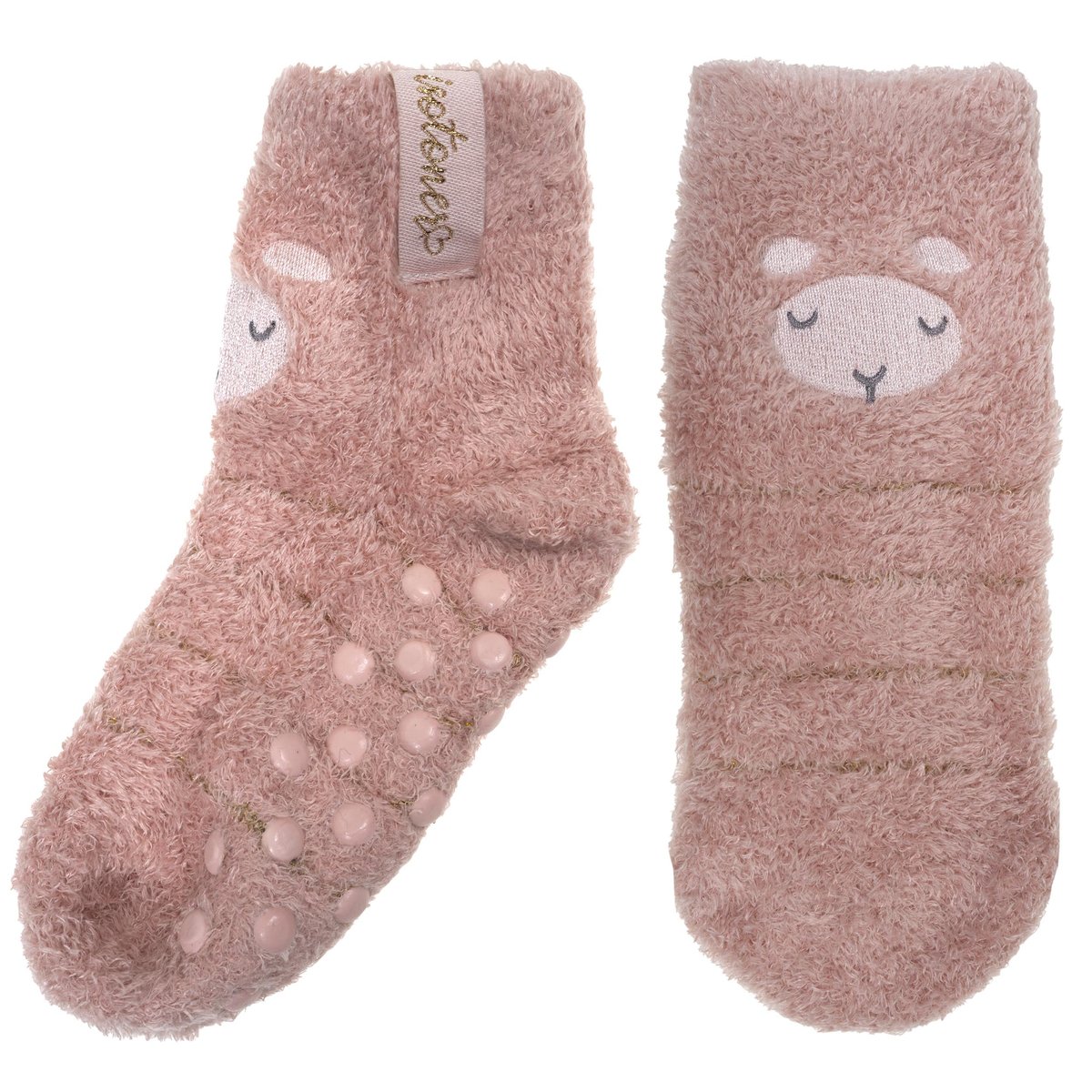 Chaussettes anti-dérapantes mouton blush en maille rose, ISOTONER