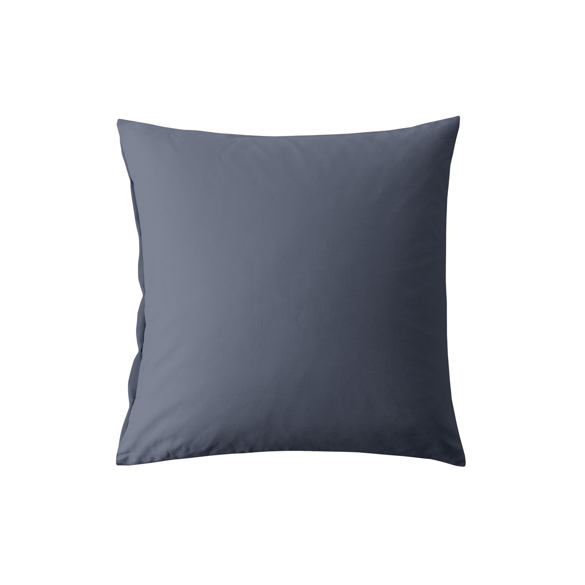 Taie d'oreiller carrée satin de coton lavé bio QUARTZ bleu orage, CARRE BLANC
