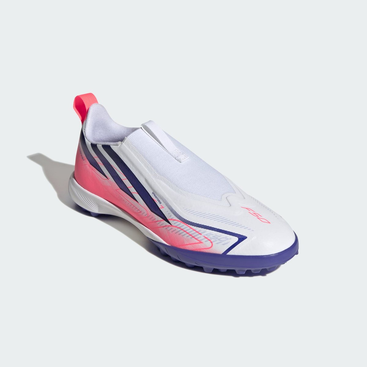 Chaussure De Football Sans Lacets F50 Hyperfast League Turf Enfants Chaussure De Football Sans Lacets F50 Hyperfast League Turf Enfants cloud white / solar purple / solar turbo, adidas Performance