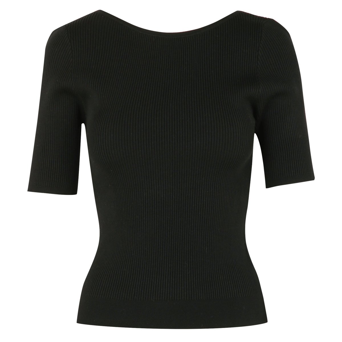 Top cotelé à manches courtes PEGGY noir, Maison 123
