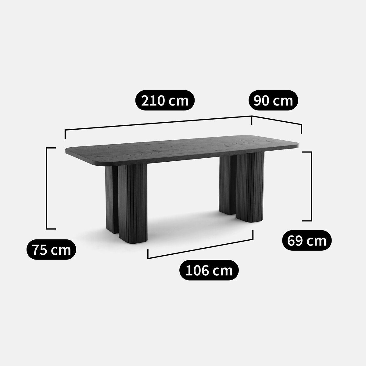Table à manger rectangulaire, plaqué chêne et pin, 6 à 8 personnes, LATTI teinté coloris noyer, LA REDOUTE INTERIEURS
