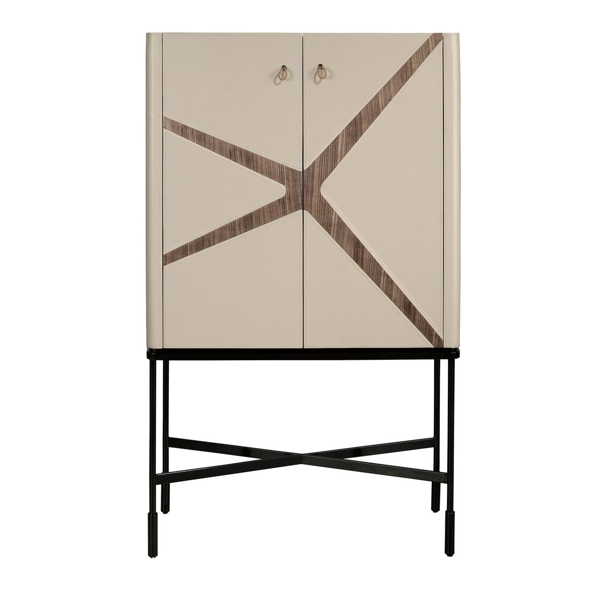 Buffet haut en similicuir, noyer et acier noir | taupe | noyer, ANGEL CERDA