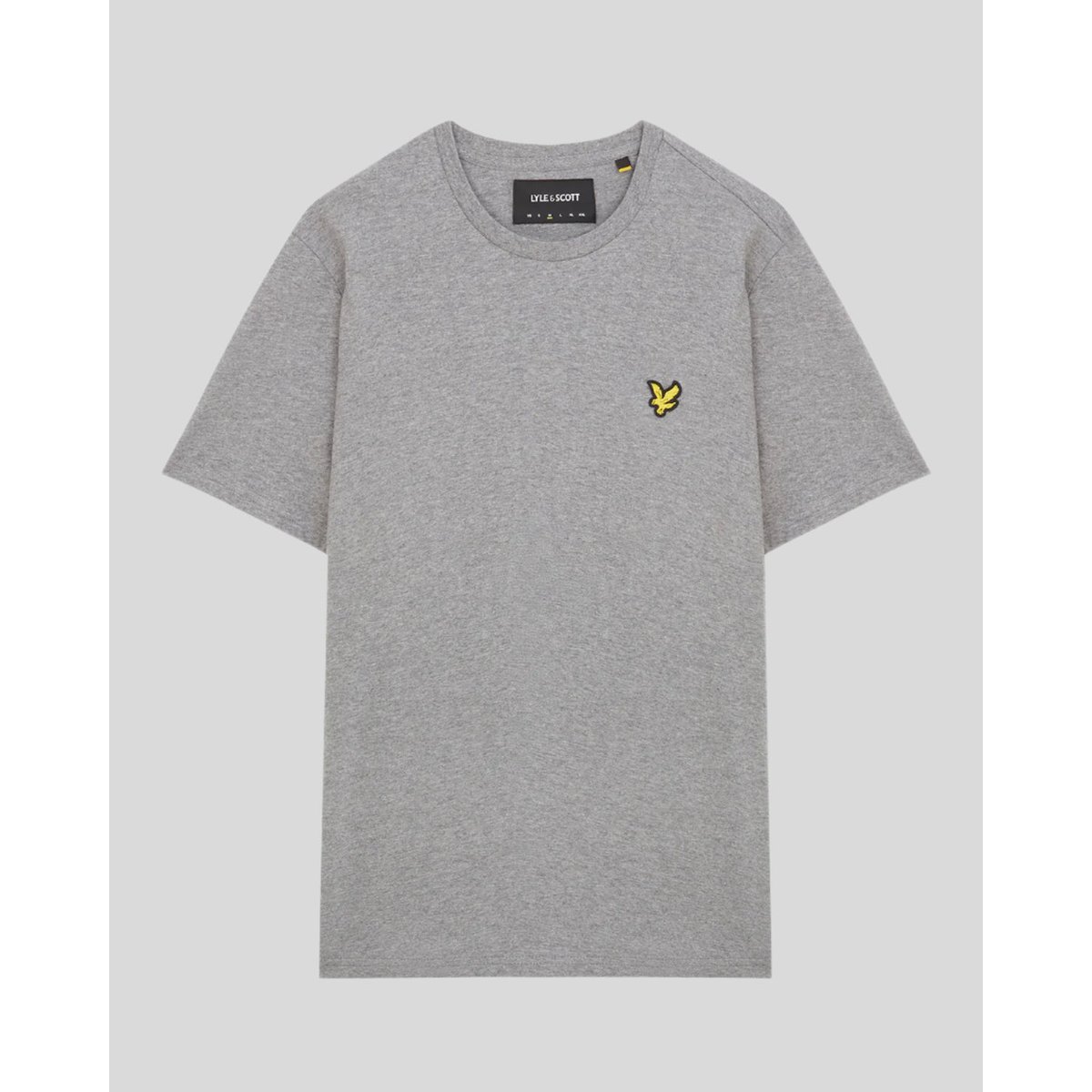 T-shirt en coton col rond gris moyen chiné, LYLE & SCOTT
