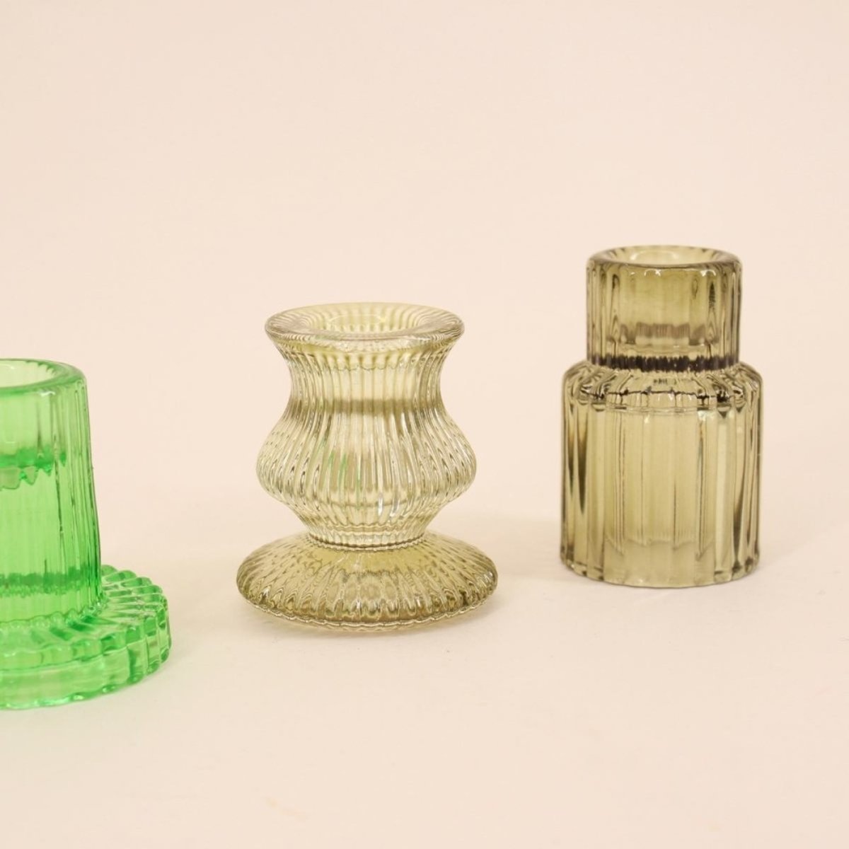 Set de 5 bougeoirs en verre assortis vert, HASHTAG DECO