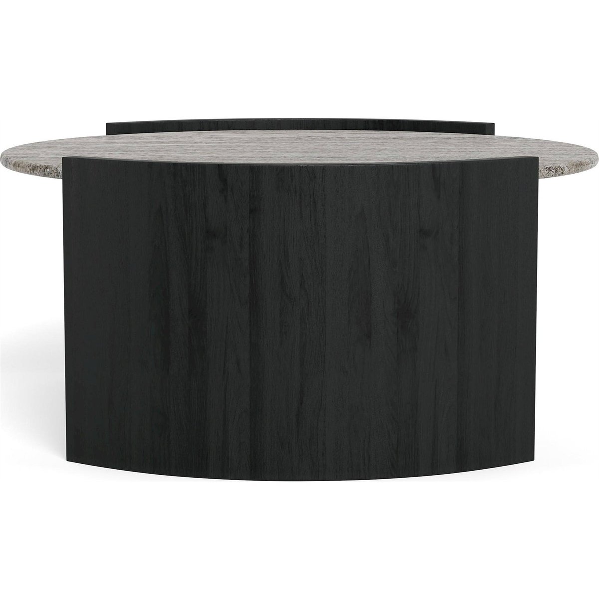 Table basse ronde en marbre, Collection ZAFRA gris marbre et noir, RECOLLECTION
