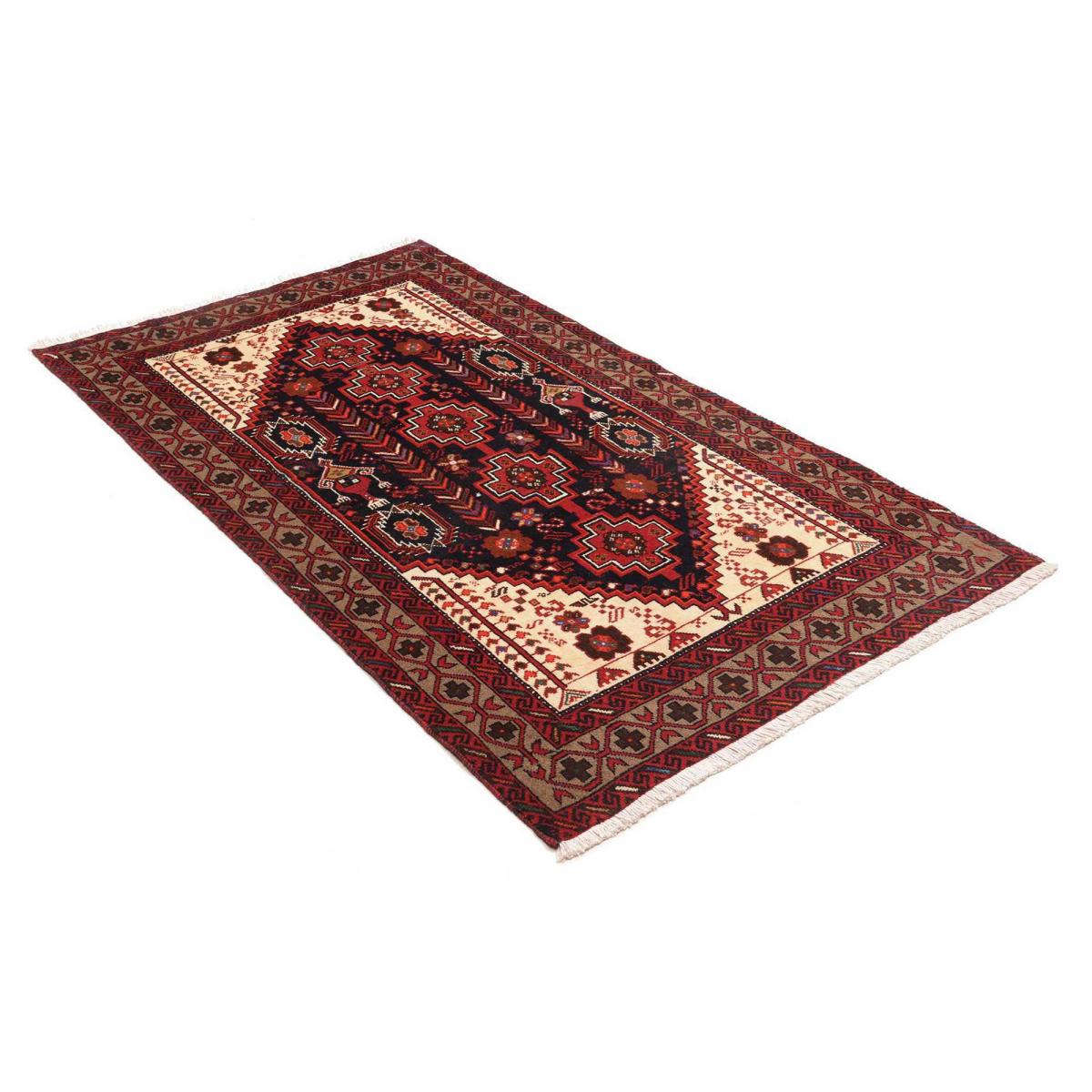 Tapis d'orient, motif oriental, noué main, laine, BALUTSCH 3 rouge, beige, noir, UN AMOUR DE TAPIS