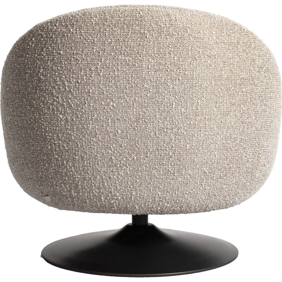Fauteuil lounge pivotant en tissu bouclé naturel et noir, RECOLLECTION