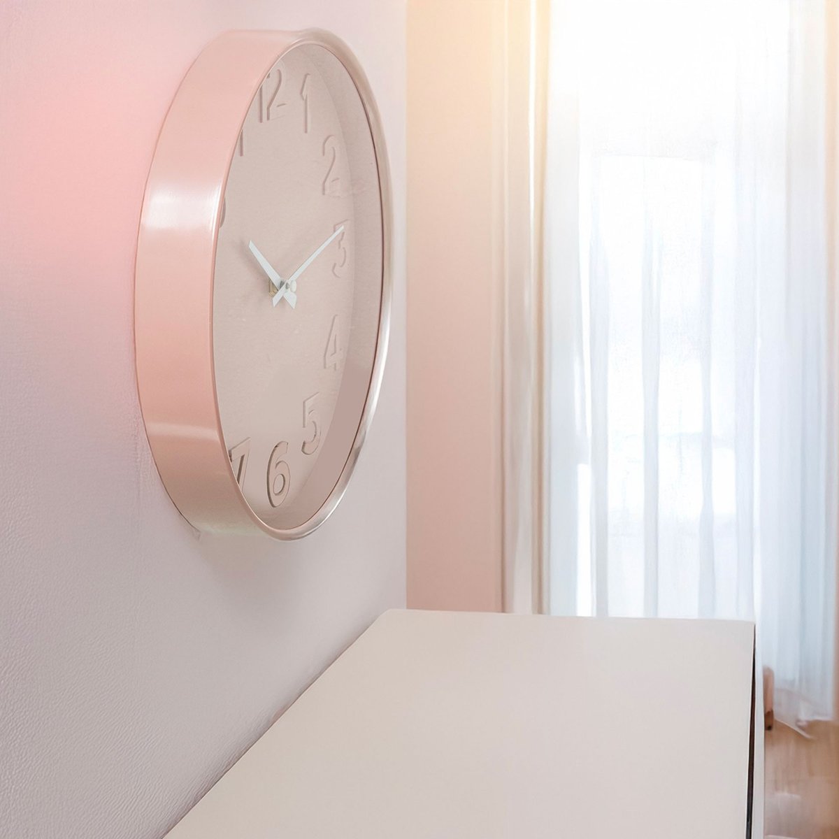 Horloge murale ronde rose 30x30cm rose, WADIGA