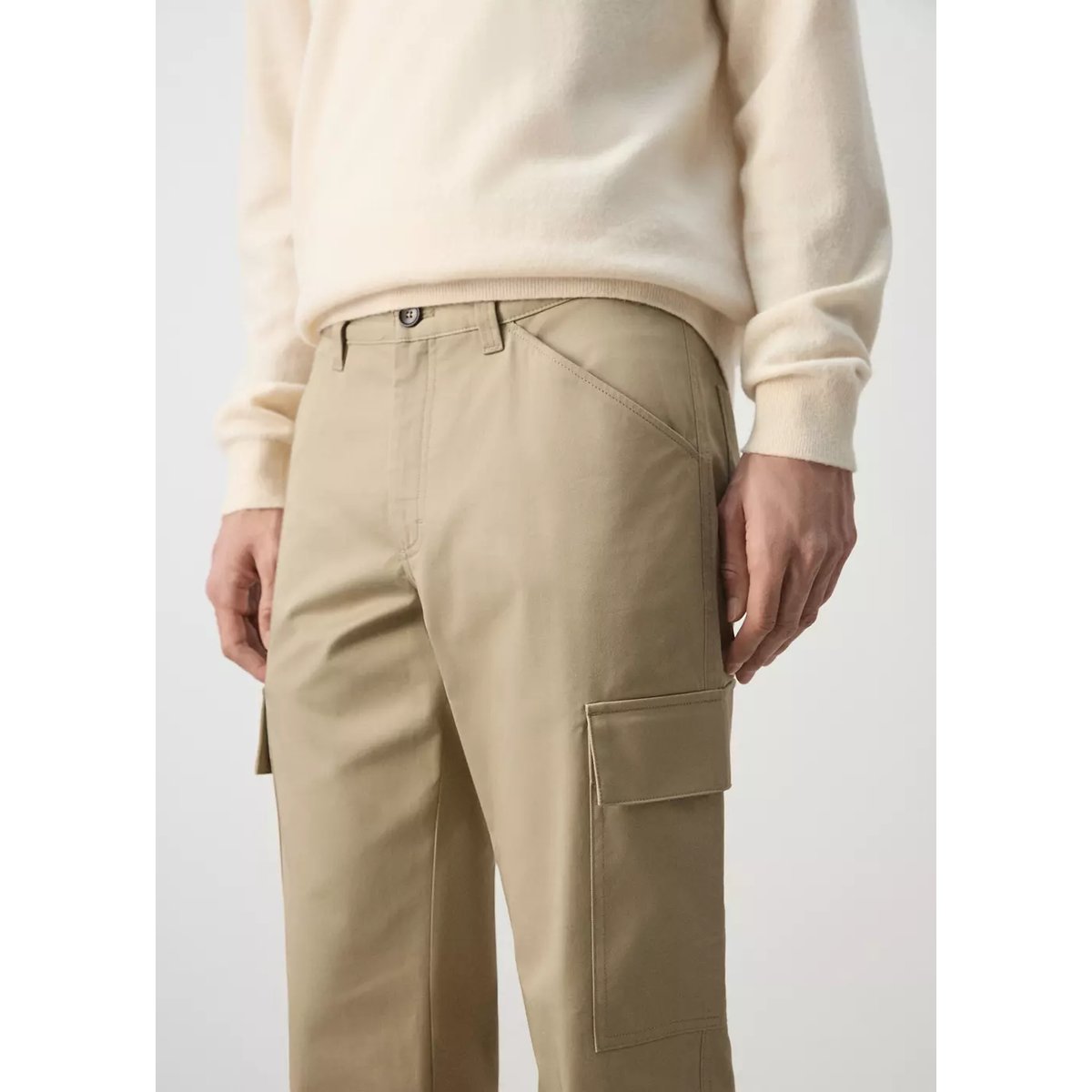 Pantalon cargo 100 % coton beige, MANGO MAN