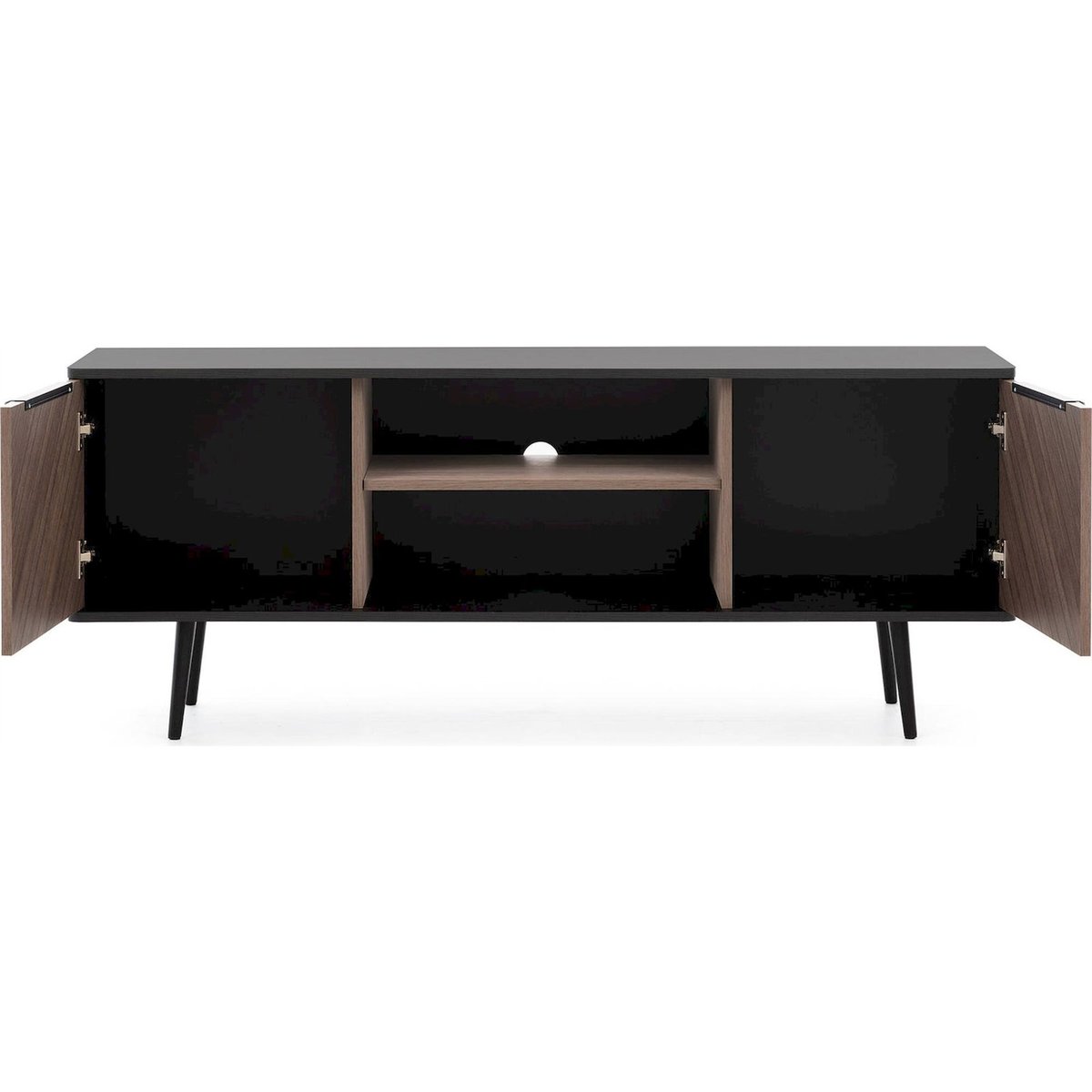 Meuble tv collection RINNILI noir graphite et effet bois captains deck, RECOLLECTION