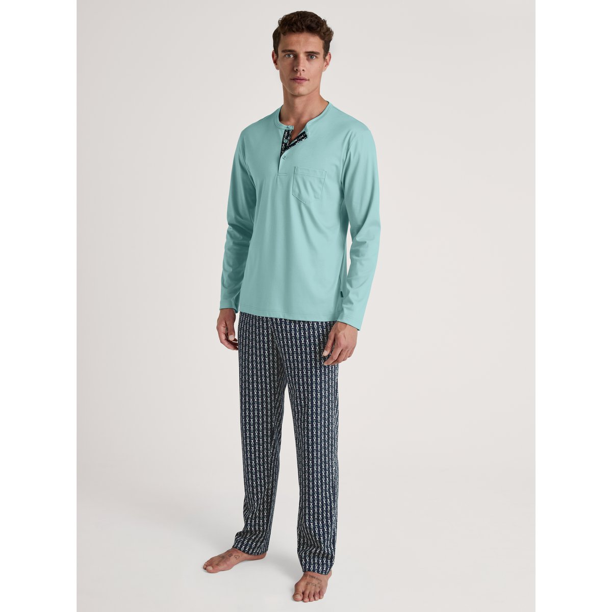 Pyjama manches longues Coton RELAX SELECTED bleulily, CALIDA