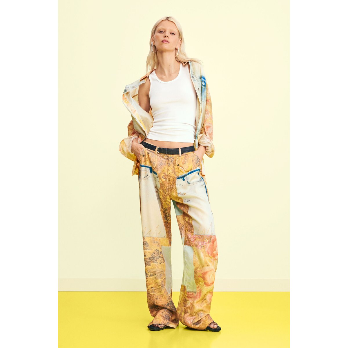 Pantalon jogger bimatière jaune, DESIGUAL
