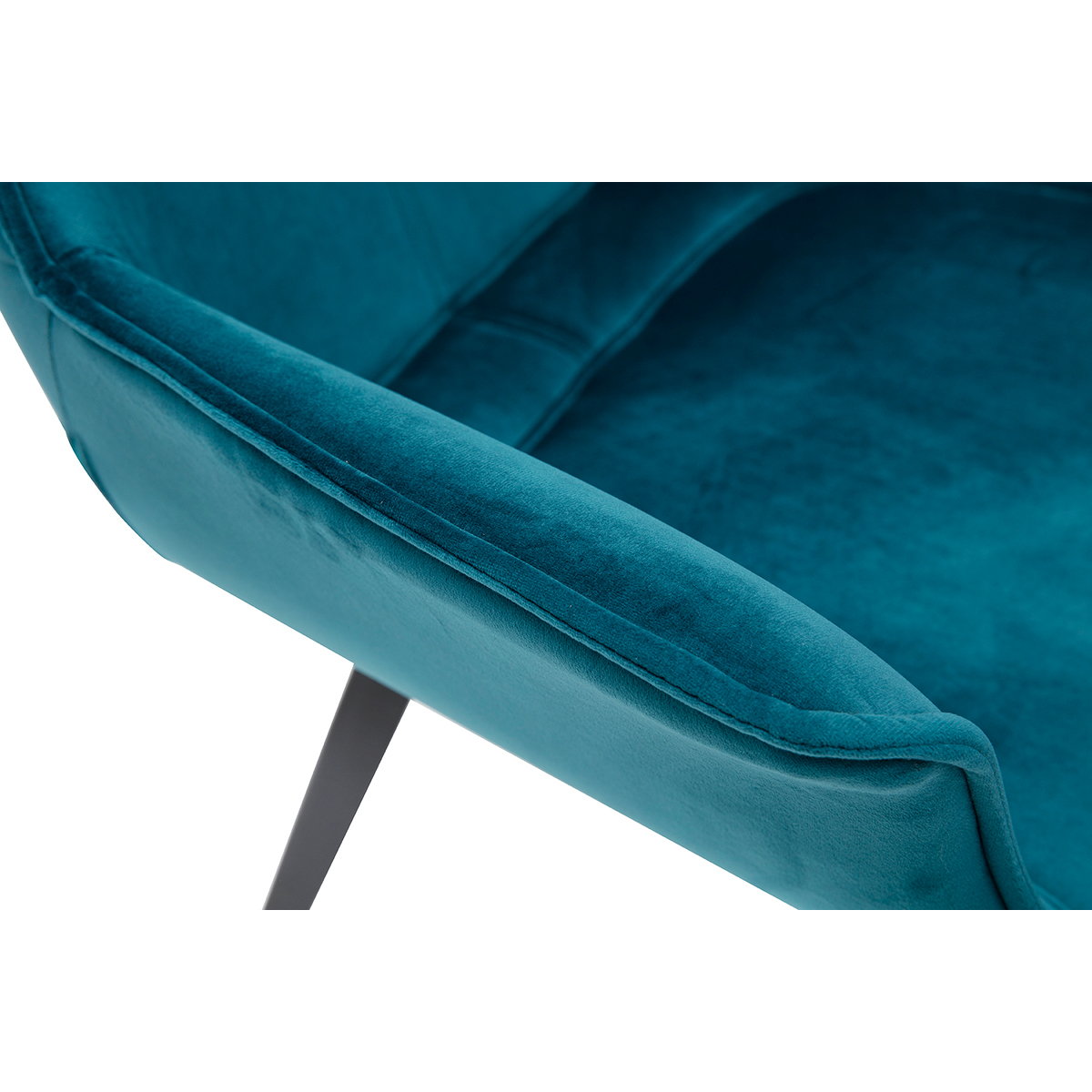 Chaise design en tissu velours bleu pétrole et métal noir VOLO bleu pétrole, MILIBOO