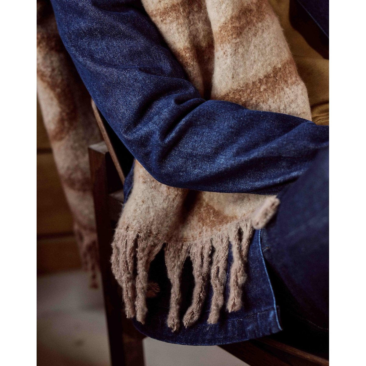 Écharpes et gants en polyester BIG SCARF camel, FAGUO