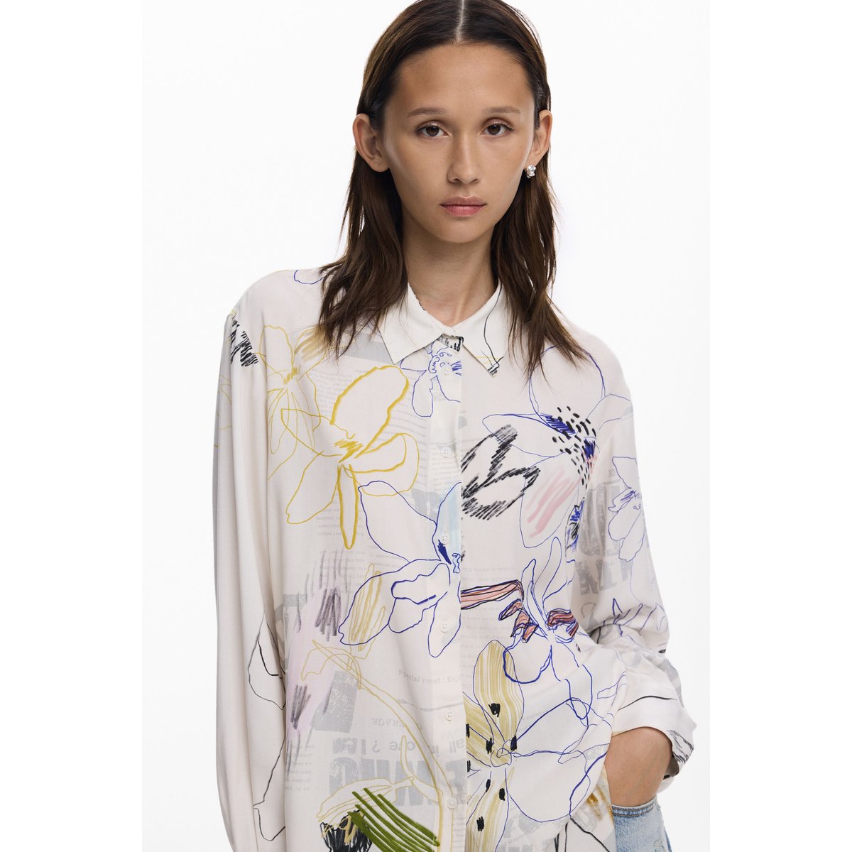 Chemise fluide collage beige, DESIGUAL