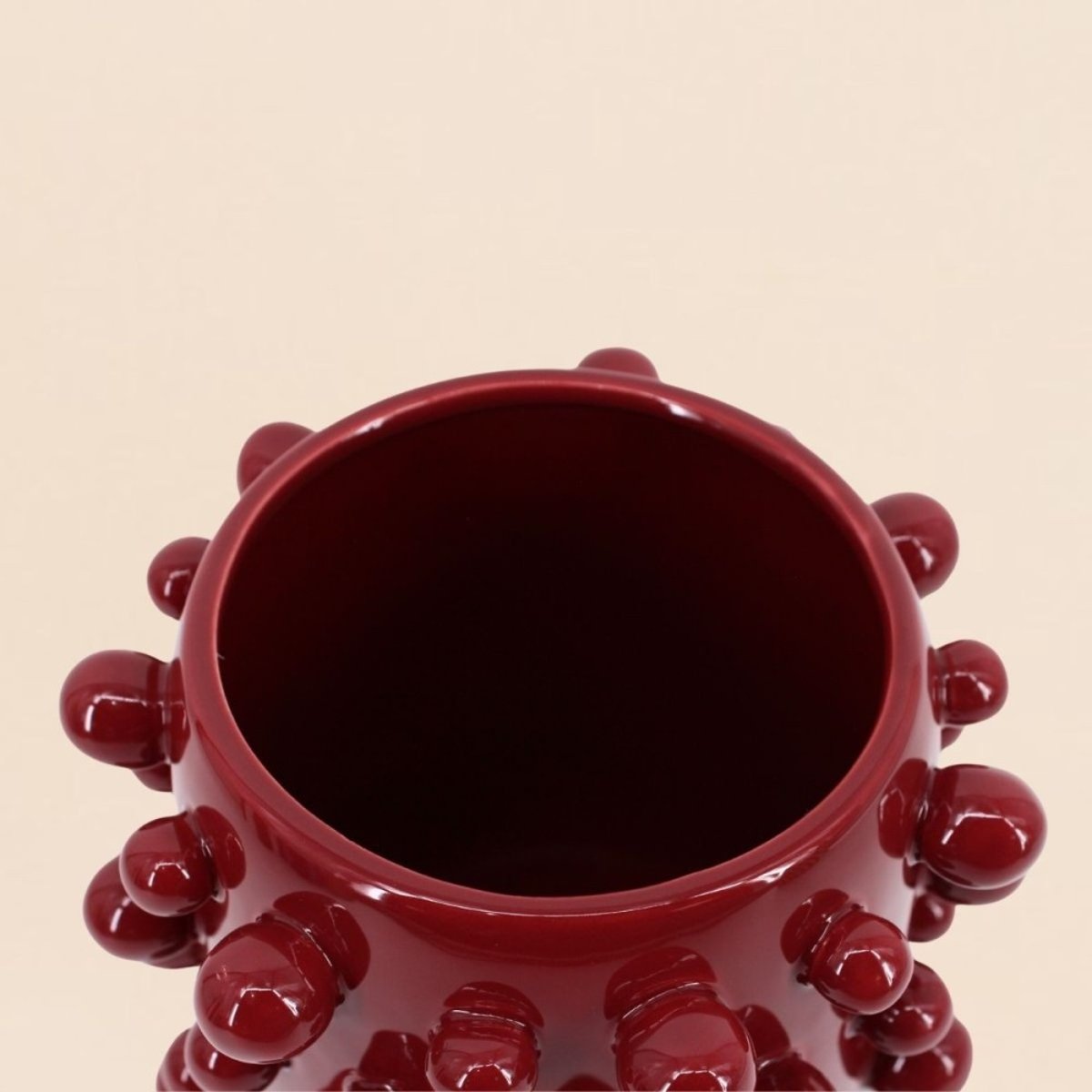 Vase en céramique à perles 20cm bordeaux, ORNAMI