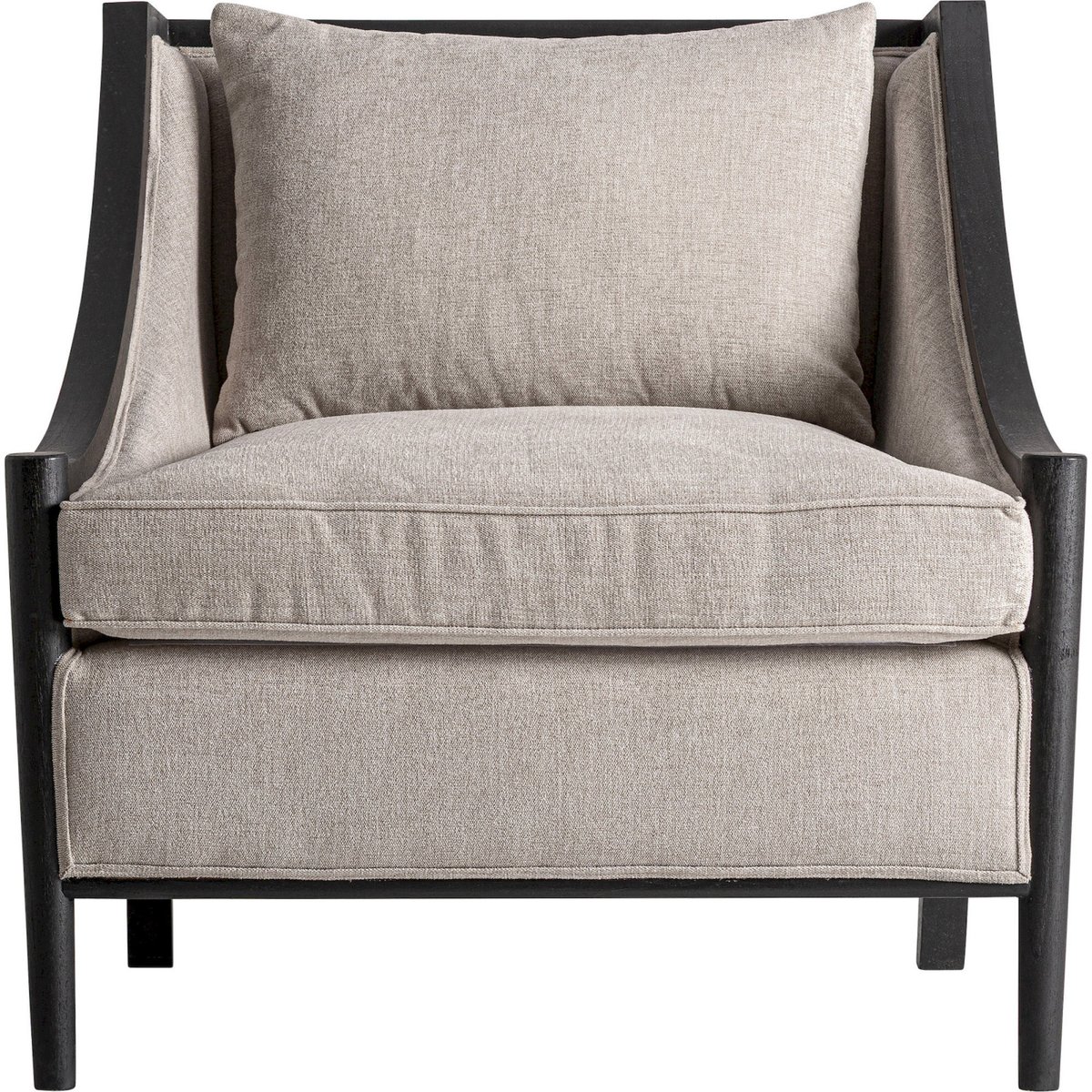 Fauteuil classique en lin et bois de mindi beige et noir, RECOLLECTION