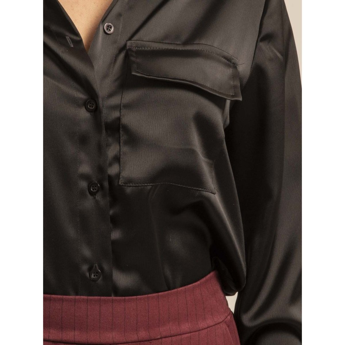 Chemise Satin Ogune noir, DONA LISA