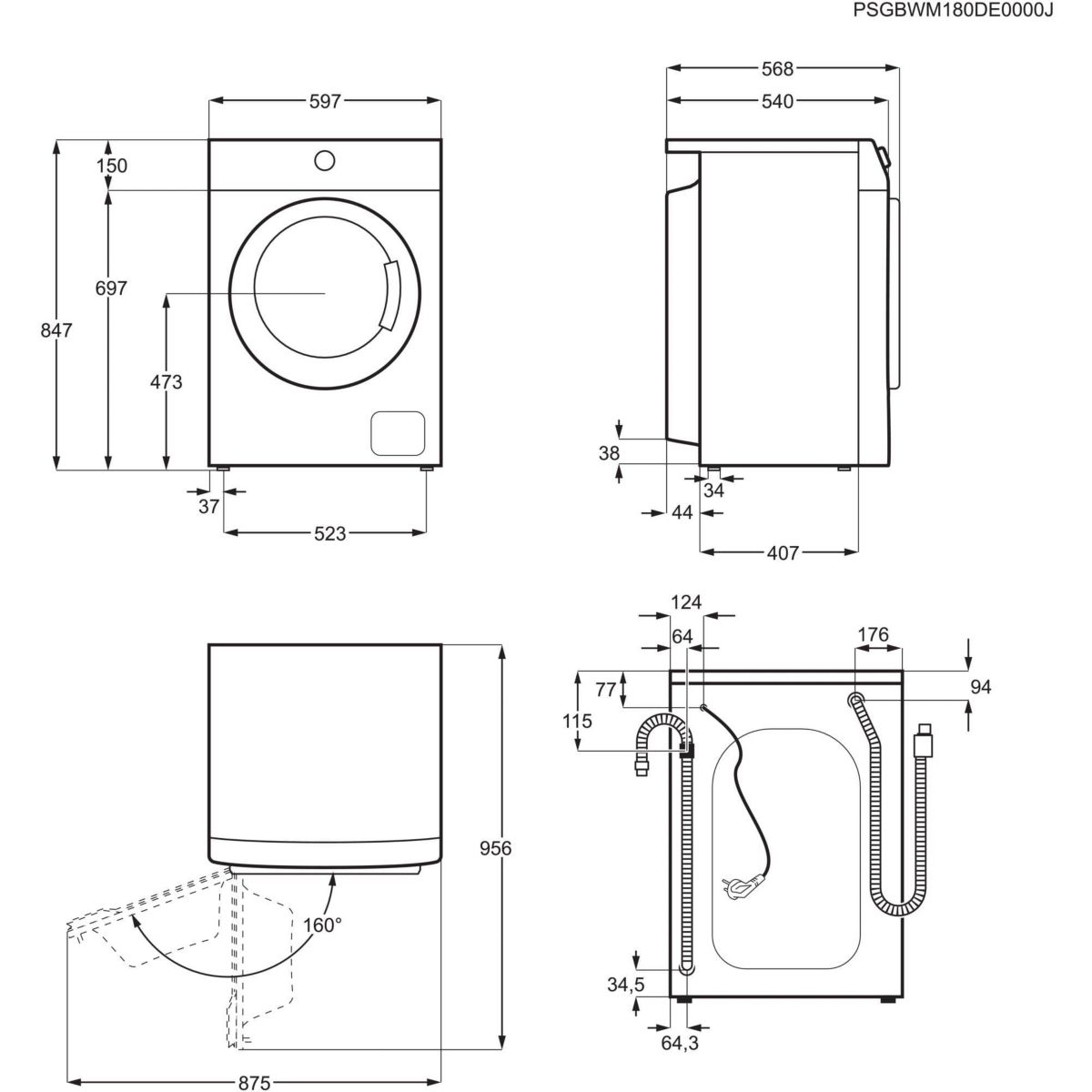 Lave linge hublot EW2F6812AA - 8 kg - 1400 tr/min - Classe A - Moteur induction blanc, ELECTROLUX