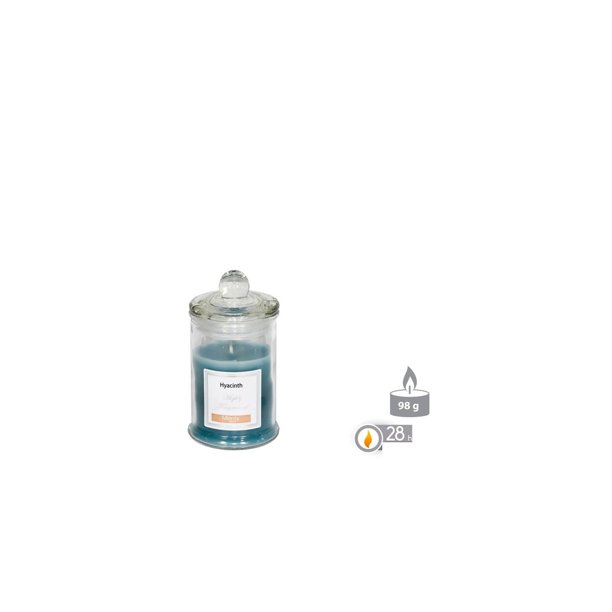 Bougie parfumée dans pot en verre Jacinthe - 6x11cm bleu, WADIGA