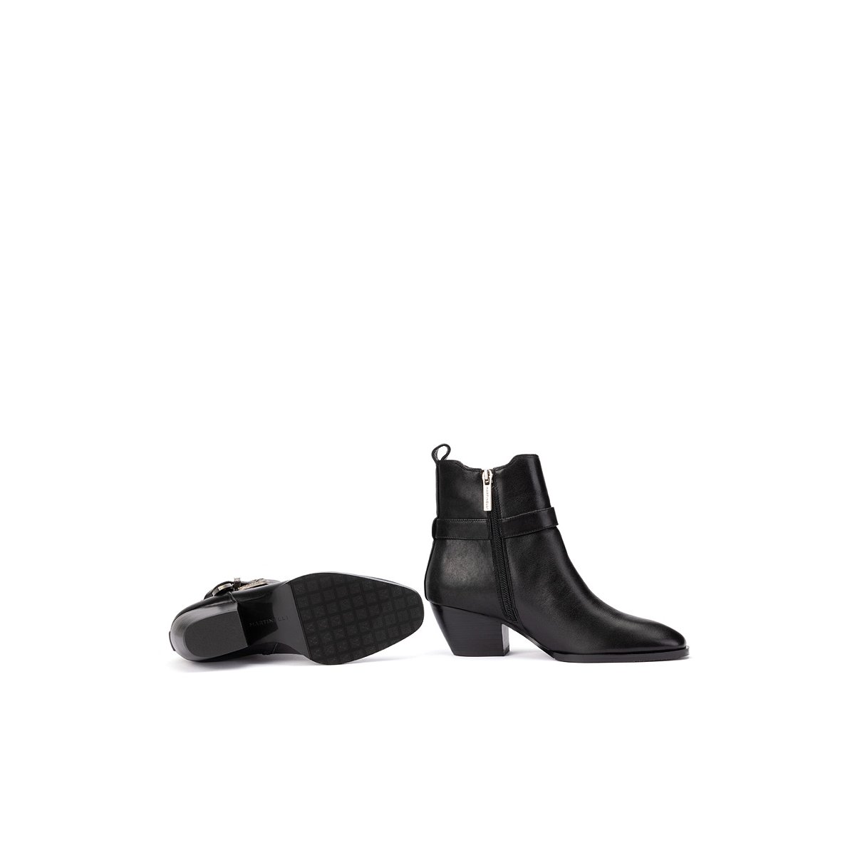 Bottines à talon cuir Jeanne black, MARTINELLI