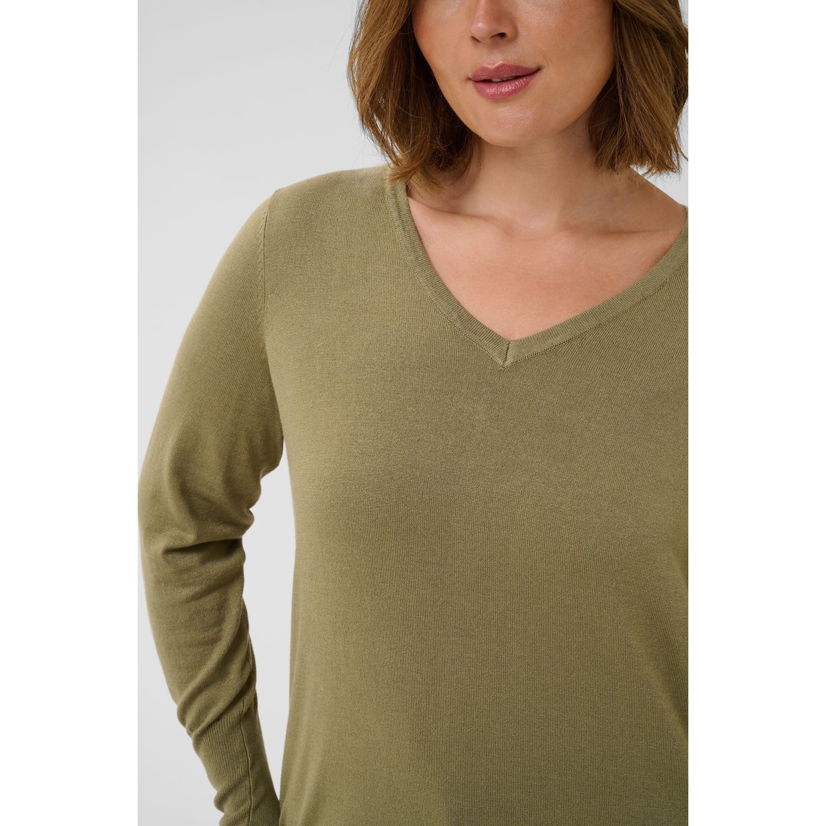 Pullover tricoté vert aloe, KAFFE CURVE