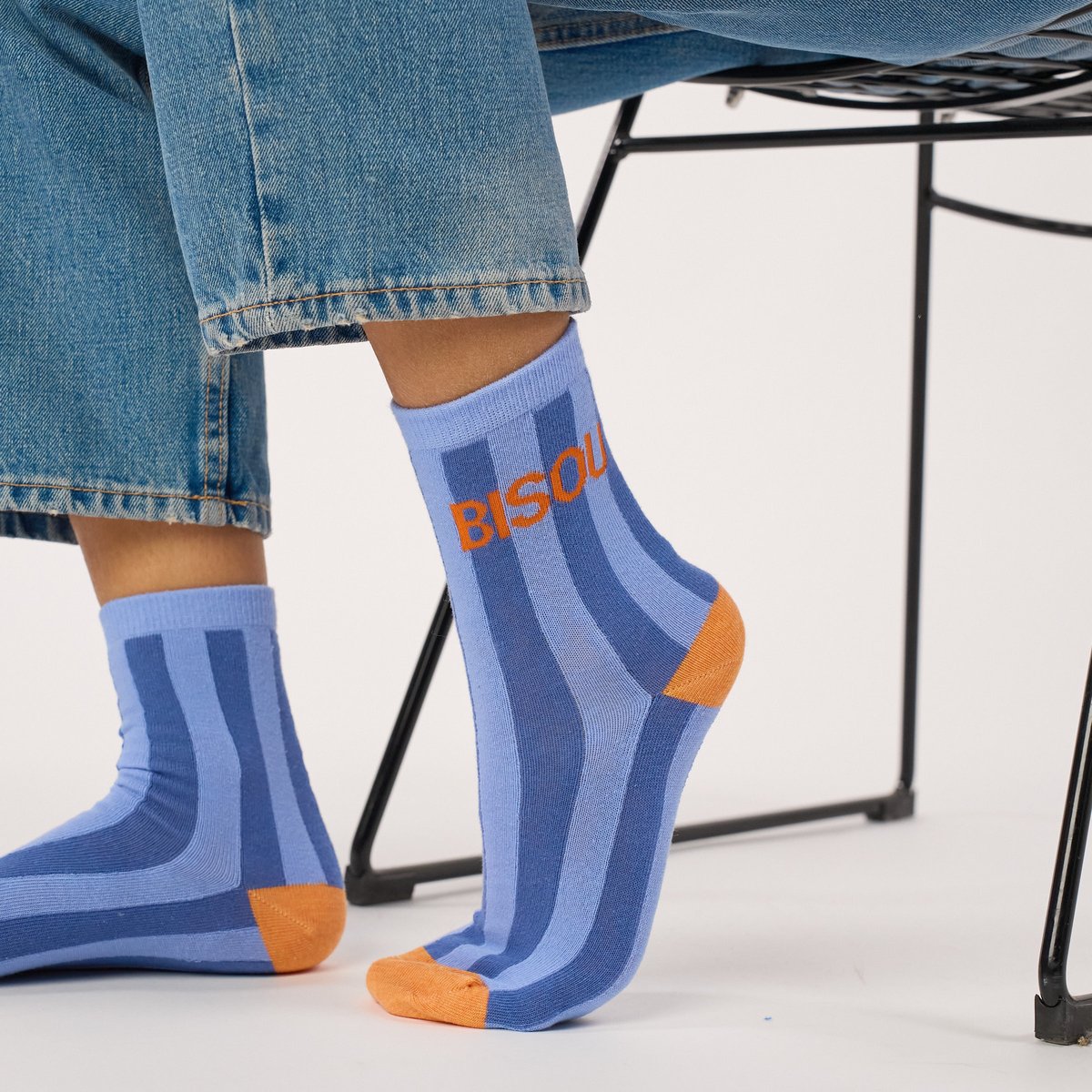 Chaussettes en coton peigné A MESSAGE bleu, BILLYBELT