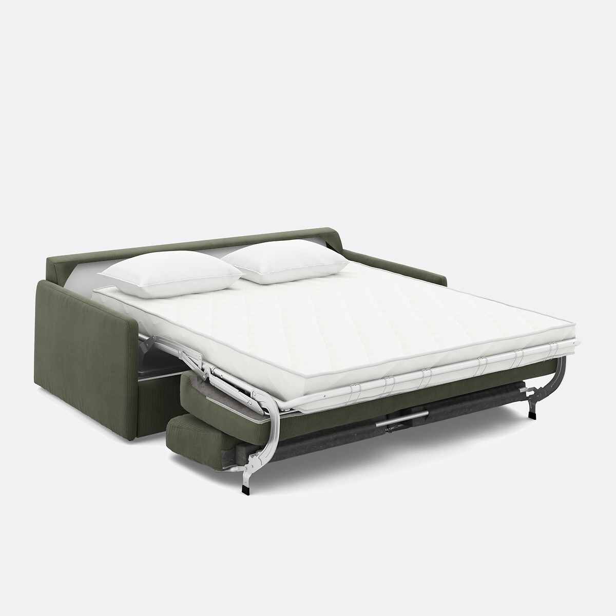 Canapé convertible, Comfort Bultex®,en velours côtelé fines cotes, MARTA vert, LA REDOUTE INTERIEURS