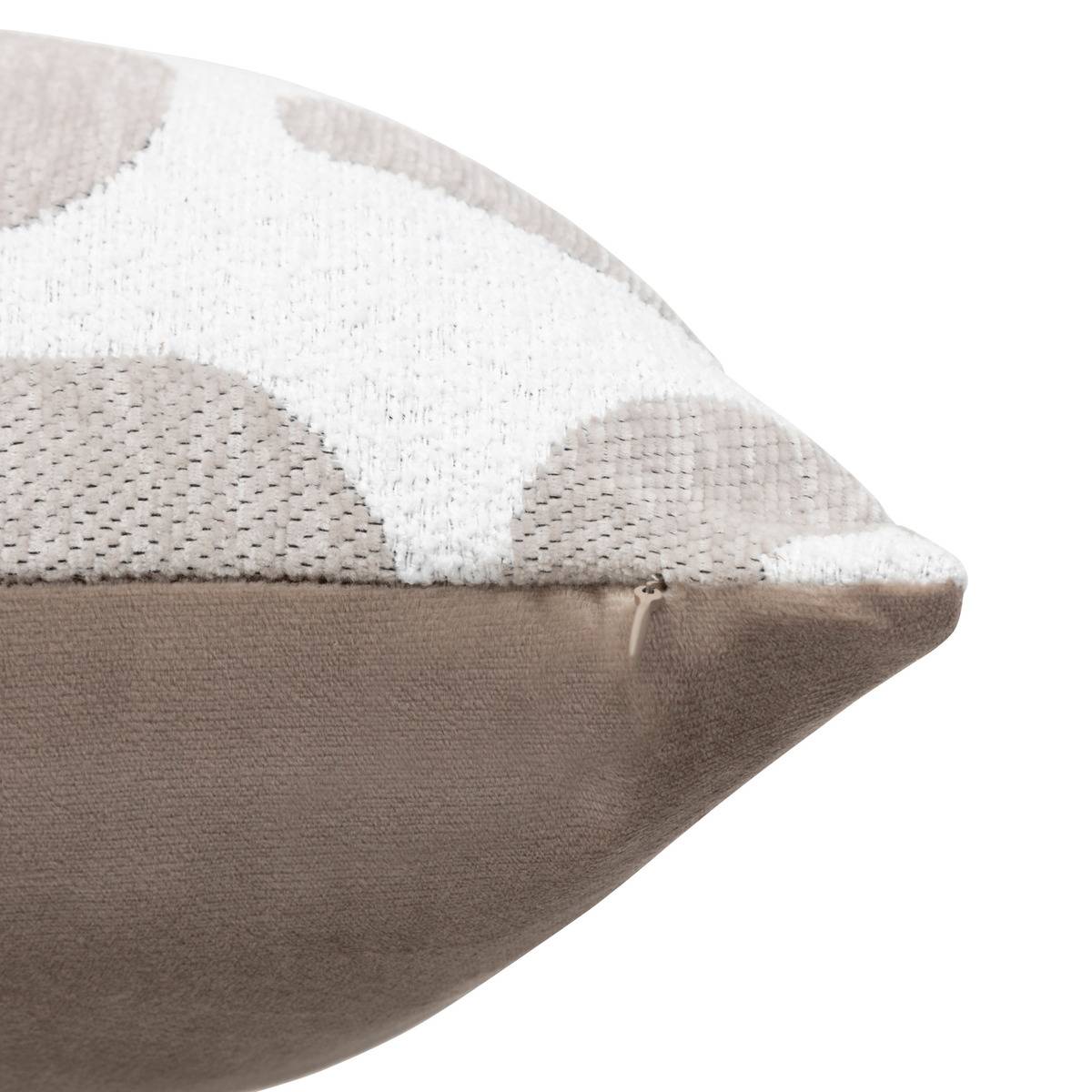 Coussin déhoussable en chenille jacquard SAFINA beige lin, ATMOSPHERA